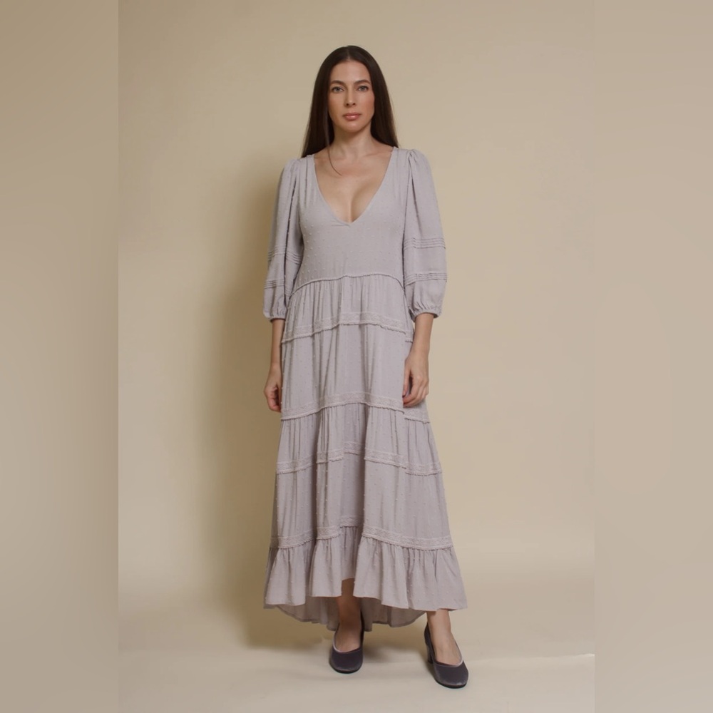 Love Stitch Cream High Low Dress